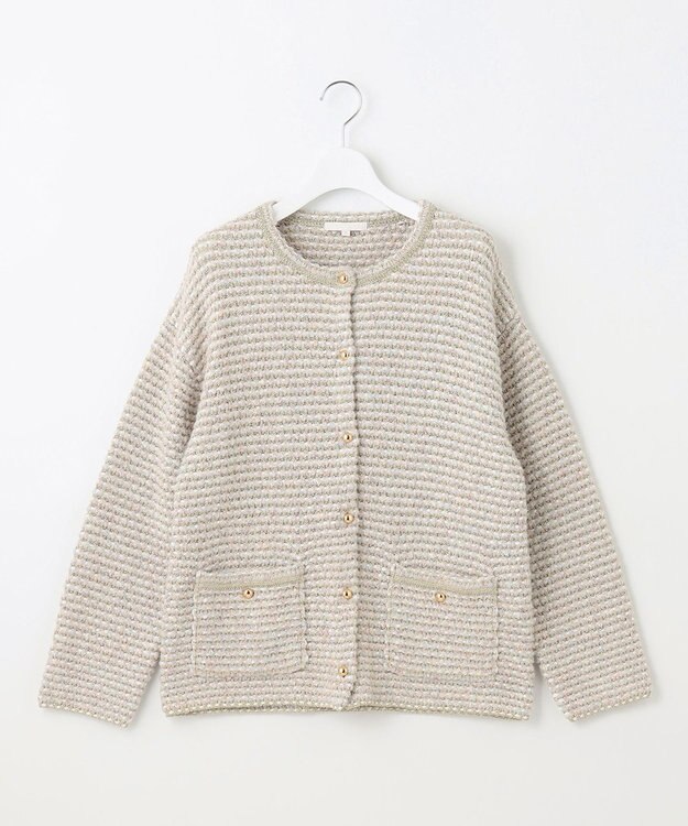 自由区 S ツイード調ニット ジャケット ベージュ系