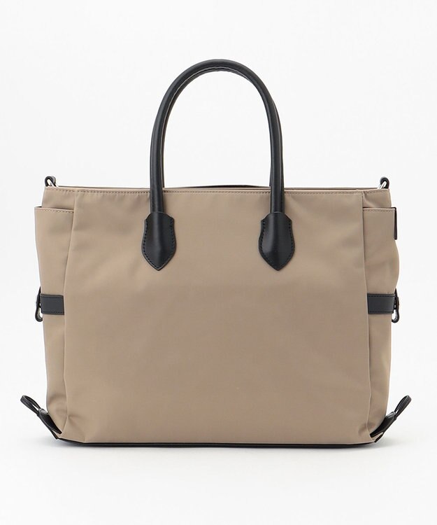 Y'SACCS ナイロン×リサイクルレザー　ホック2WAYトート　Sサイズ グレージュ