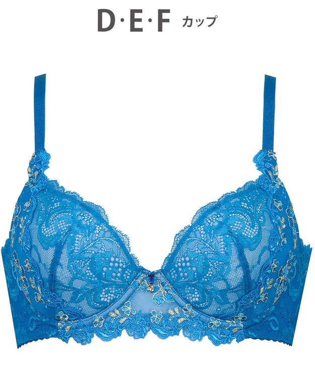 Wing ブラジャー Wing Lesiage 脇すっきりの着やせシルエット 背中の段差・脇のハミ肉軽減 【2920シリーズ】 Gカップまで対応 大きいサイズ ブラ PB2921 ウイング／ワコール ブルー