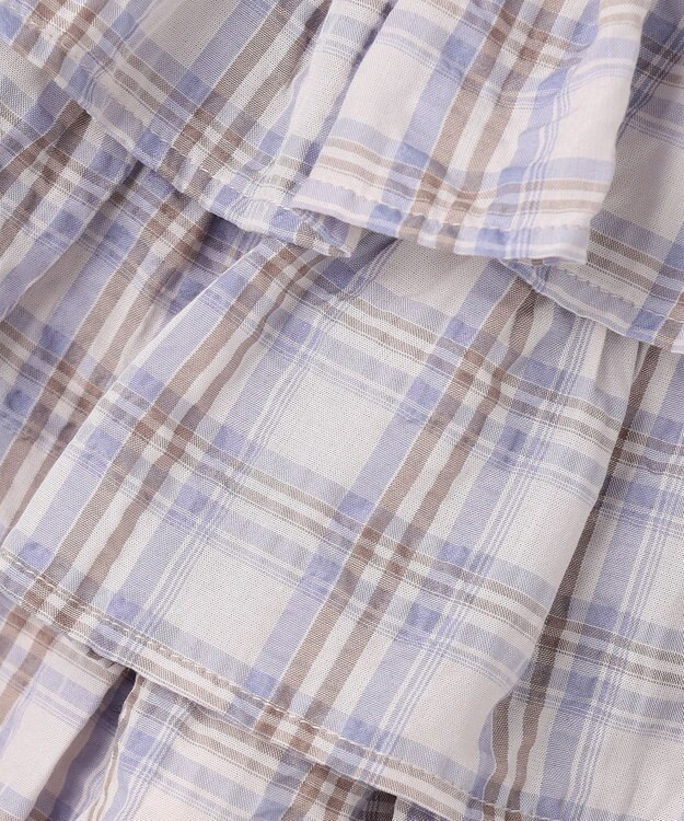 ANY KIDS 【洗濯機可能】ティアード チェックスカパン ブラウン