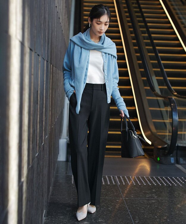 UNFILO L 【ウエストゴム/14サイズ展開】beauty warm pants ワイド ブラック