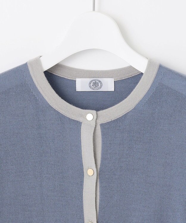 J.PRESS LADIES 【洗える】トリムツイン ニット サックスブルー系