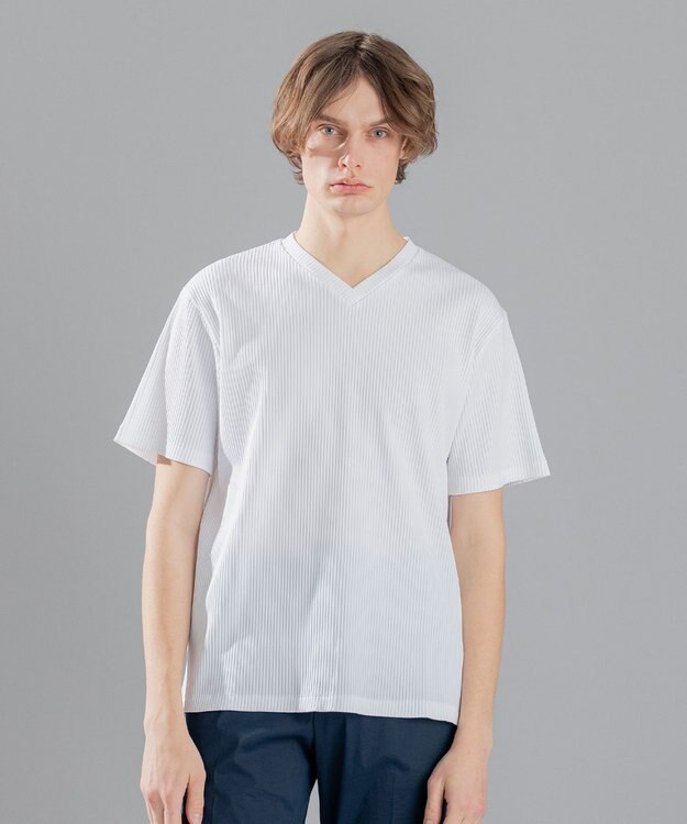 JOSEPH HOMME テックリブストレッチ Vネックカットソー ホワイト系