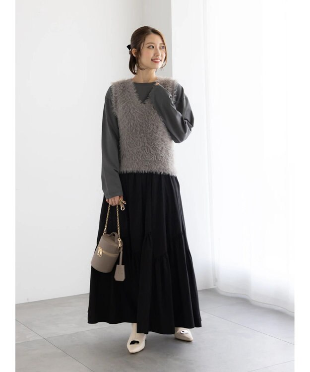 Te chichi 【泉 里香さん着用・Oggi.jp10/23掲載】シルケットロングスリーブTシャツ チャコールグレー