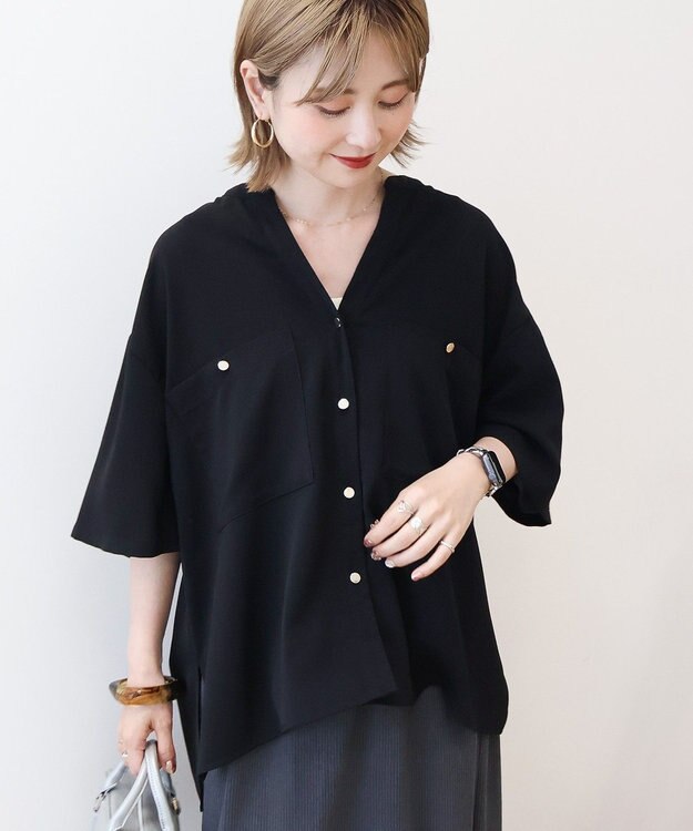 AMERICAN HOLIC 【WEB限定】ミリタリーWポケットスキッパーシャツ Black