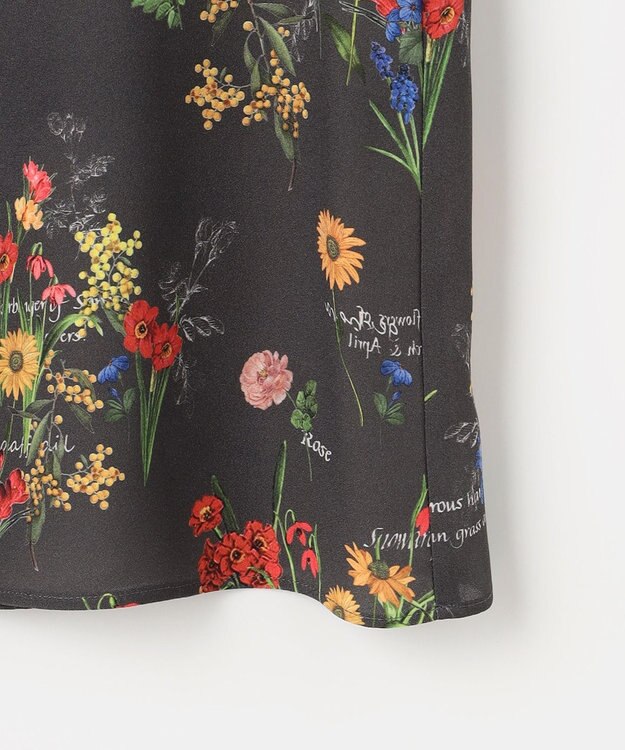 自由区 【洗える】フラワーガーデンプリント ブラウス スレート