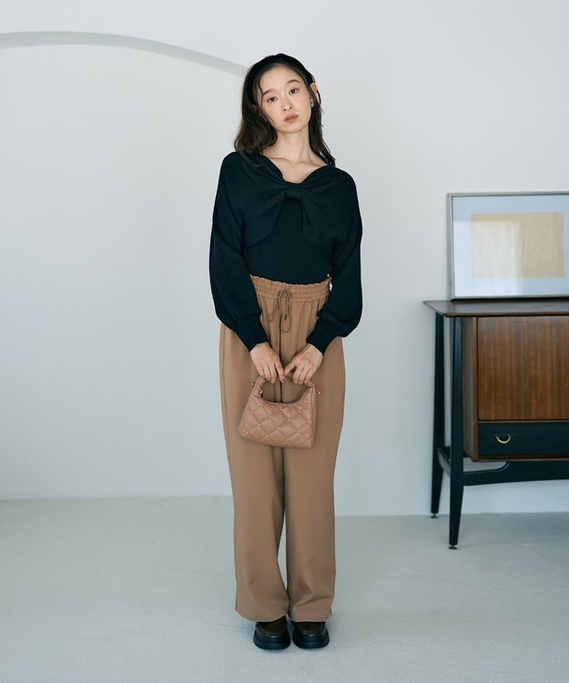 earth music&ecology スタッズキルトバッグ Light Brown