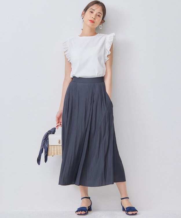 組曲 L Jazzy-Jersey フリル袖Ｔシャツ アイボリー系