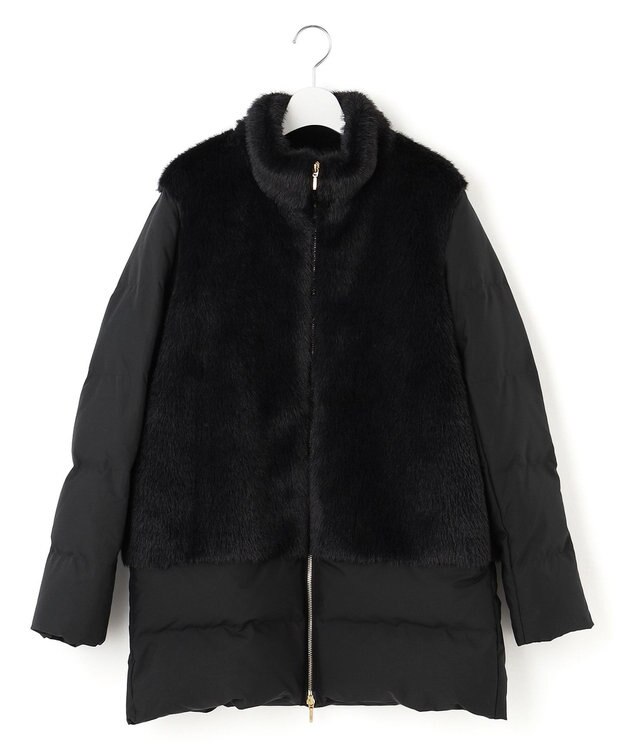 23区 S ECOPEL エコファーコンビ ダウンコート ブラック系