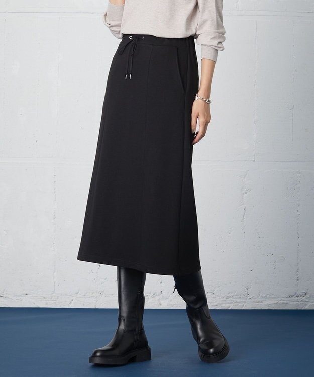 J.PRESS LADIES 【洗える】デュアルウォームポンチ スカート ブラック系