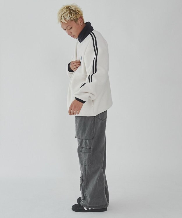 WEGO フリース　ワンポイントハーフZIPプルオーバー オフホワイト