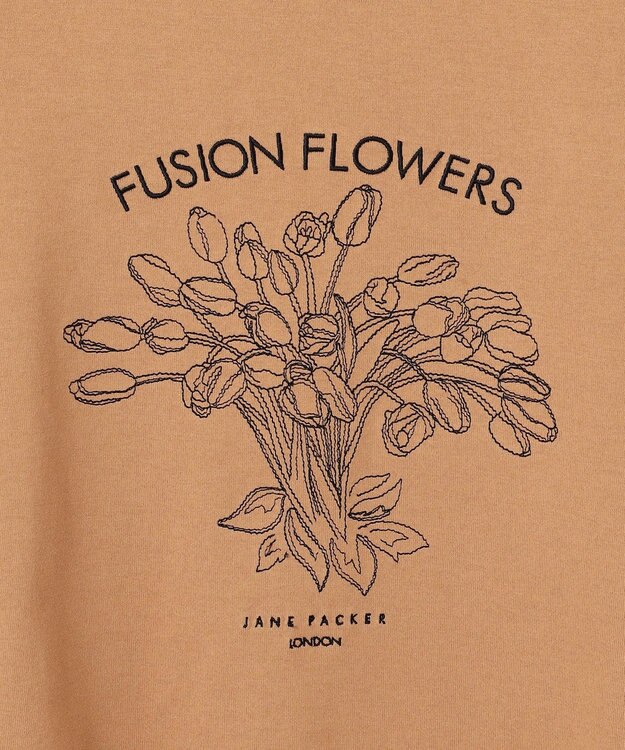 23区 S 【洗える】JANE PACKERコラボ フラワー刺繍 Tシャツ キャメル系