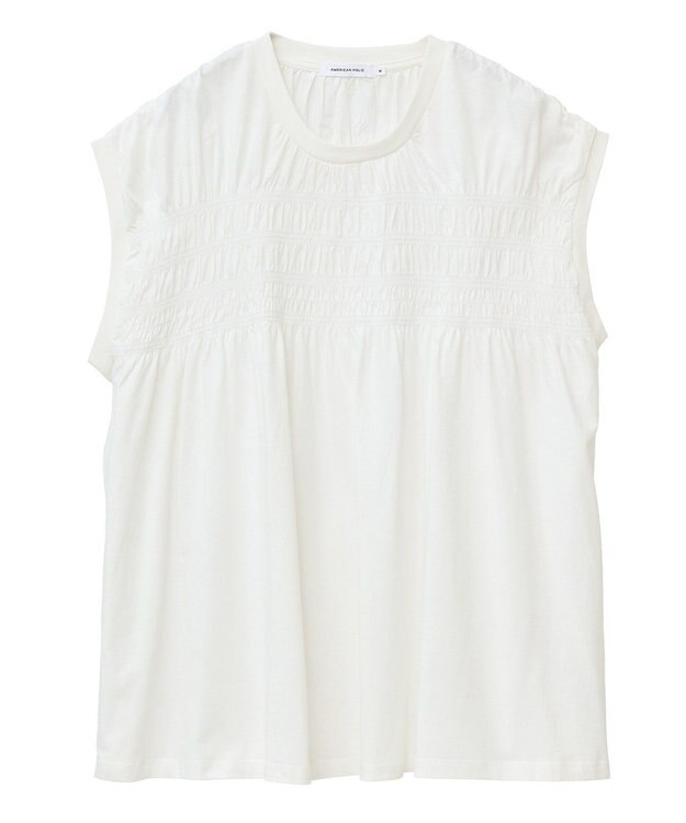 AMERICAN HOLIC シャーリング半袖フレアプルオーバー Off White