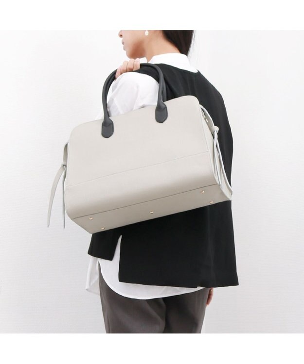 UNBILLION ペルケ perche / 牛革スクエアトート ライトグレー