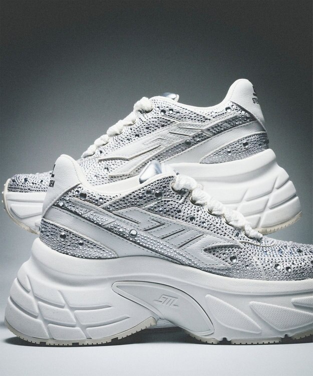 STEVE MADDEN BIONIC2R ラインストーン厚底スニーカー ホワイト