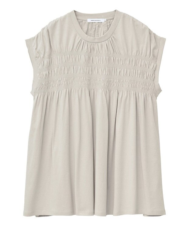 AMERICAN HOLIC シャーリング半袖フレアプルオーバー Beige