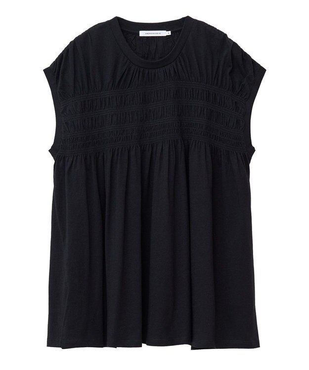 AMERICAN HOLIC シャーリング半袖フレアプルオーバー Black