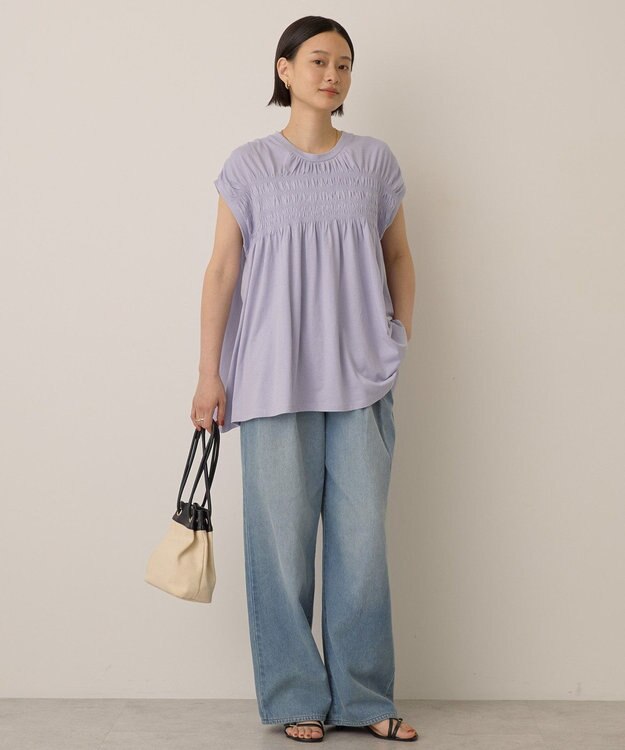 AMERICAN HOLIC シャーリング半袖フレアプルオーバー Lavender