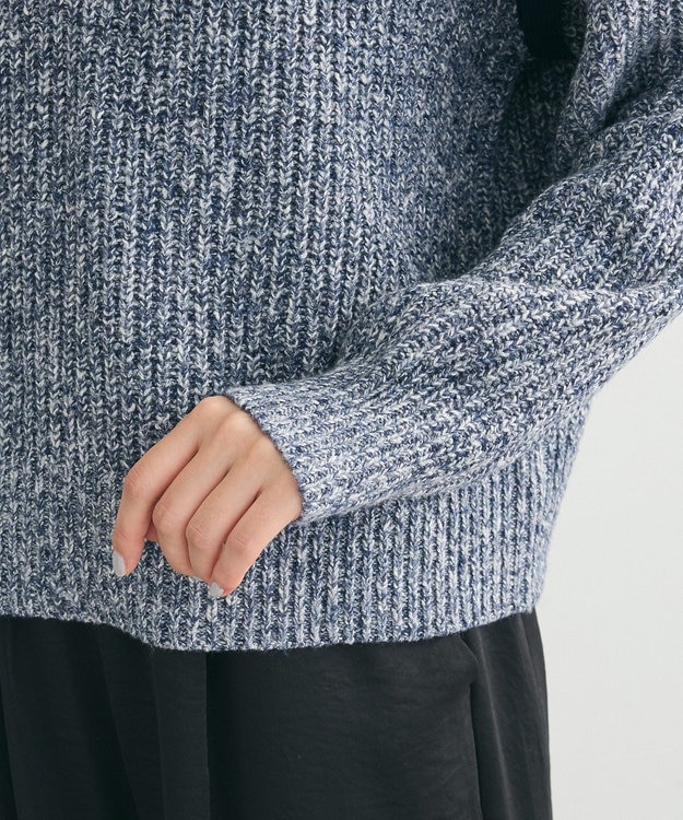 Green Parks Ｍｉｘ配色畦ニットプルオーバー Blue