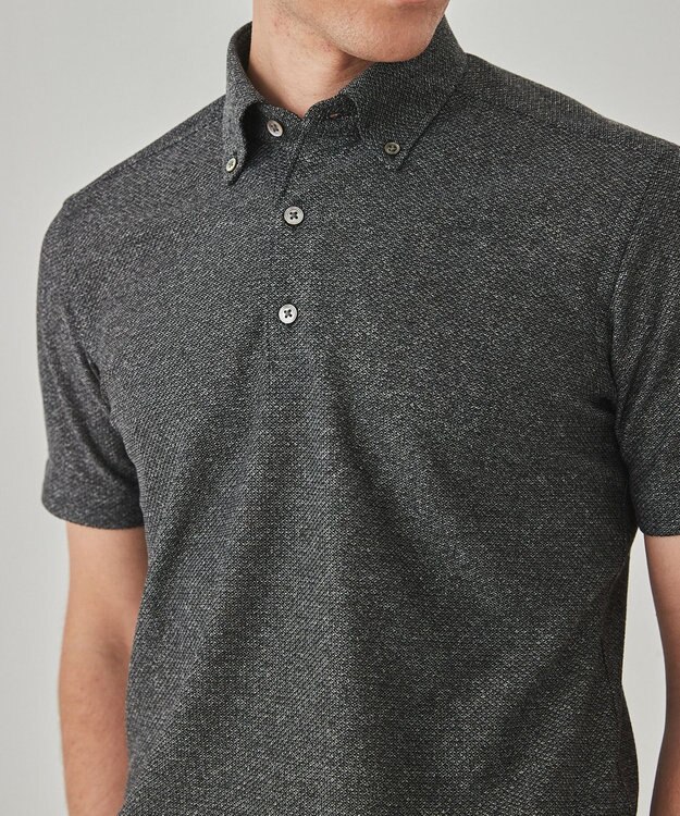 GOTAIRIKU 麻混・襟しっかり【洗える/通気性】ノルマンディーリネン ボタンダウンポロシャツ(25年モデル) グレー系