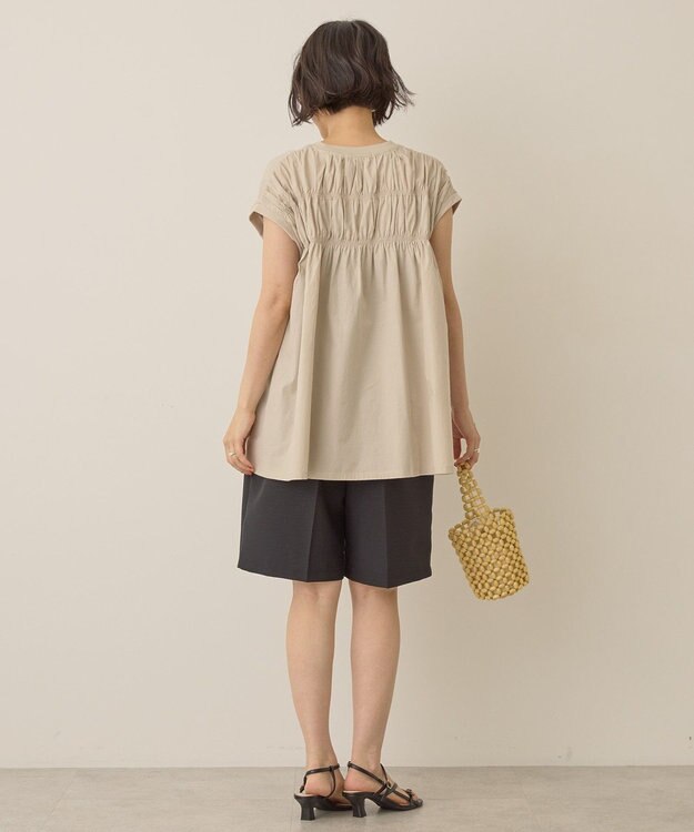 AMERICAN HOLIC シャーリング半袖フレアプルオーバー Beige