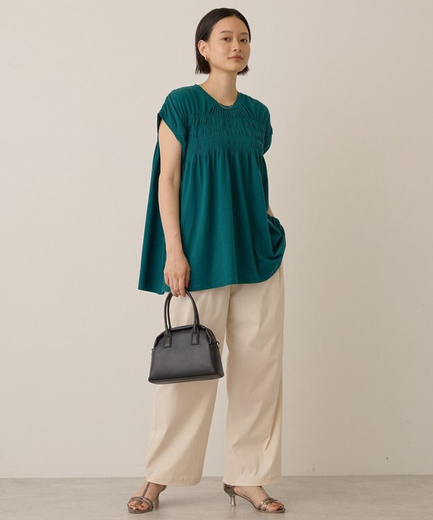 AMERICAN HOLIC シャーリング半袖フレアプルオーバー Green