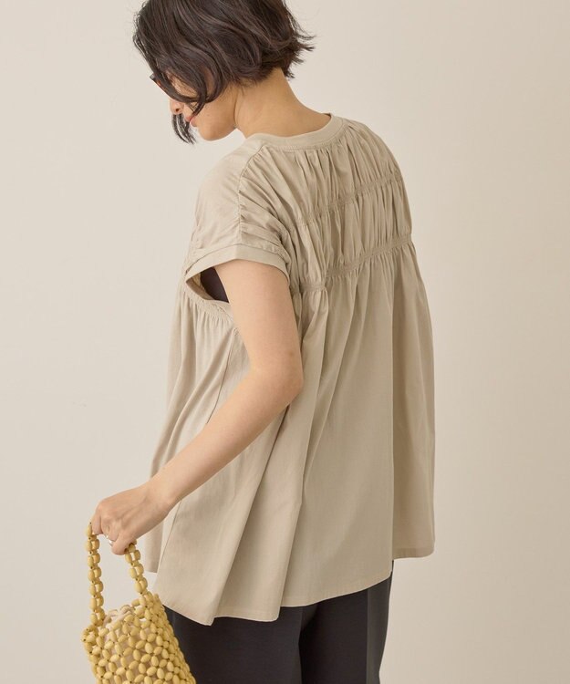 AMERICAN HOLIC シャーリング半袖フレアプルオーバー Beige