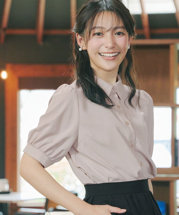 Tiaclasse 【新色追加】パフスリーブシャツブラウス グレージュ