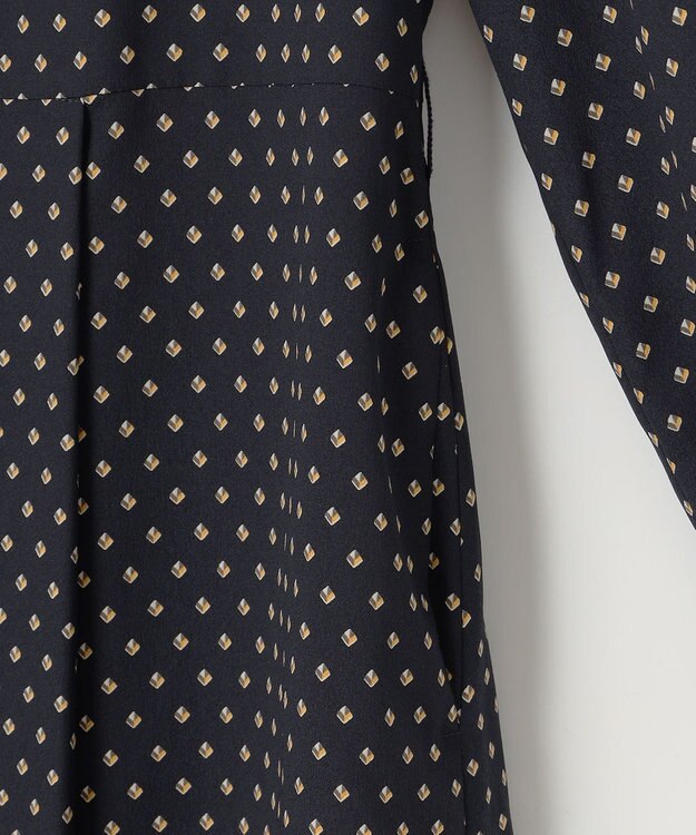J.PRESS LADIES L 【洗える】ジオメトリックプリント ワンピース ネイビープリント系
