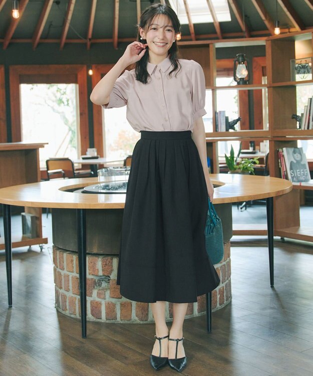 Tiaclasse 【新色追加】パフスリーブシャツブラウス グレージュ