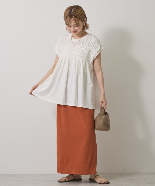 AMERICAN HOLIC シャーリング半袖フレアプルオーバー Off White