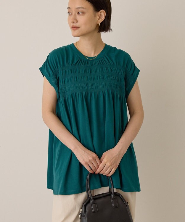 AMERICAN HOLIC シャーリング半袖フレアプルオーバー Green