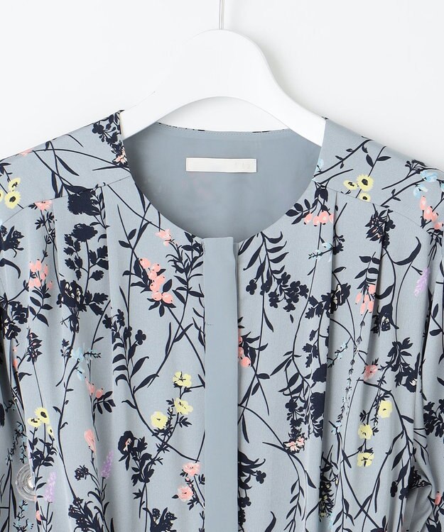 自由区 S 【WEB&一部店舗限定】ハーバルフロープリント8分袖 ワンピース グレイッシュミントベース