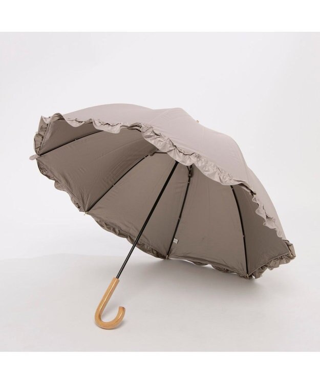UNBILLION カシュネ cachenez / 【晴雨兼用】【日傘】 UV カット率99％以上 PUビッグフリルショートパラソル ダークベージュ