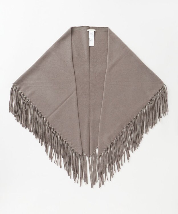 自由区 【洗える】ソフトウールハイゲージフリンジ ストール ライトグレー系