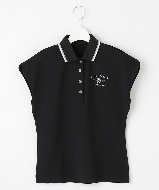 23区GOLF 【WOMEN】遮熱エイトムーブポロ　フレンチスリーブ ブラック系