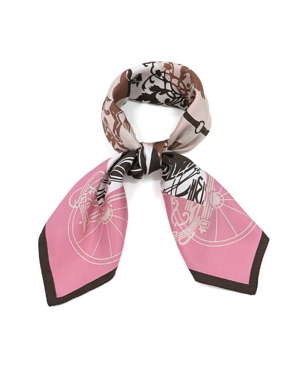 Marca 【Marcaオリジナル】色面シルエット馬車 小判スカーフ シルクツイル ピンク