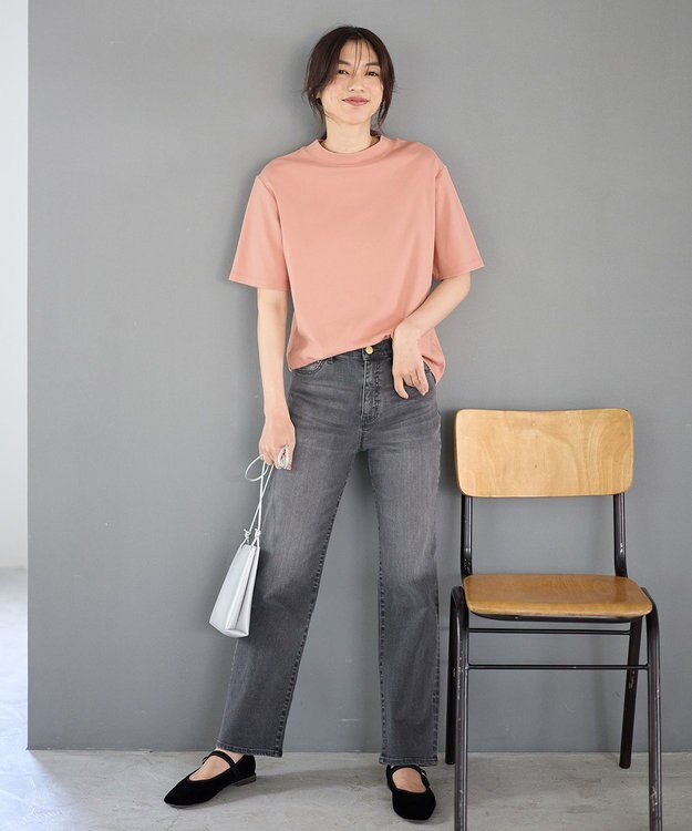 ANY 【接触冷感/UVケア】マルチファンクションモックネックTシャツ コーラル