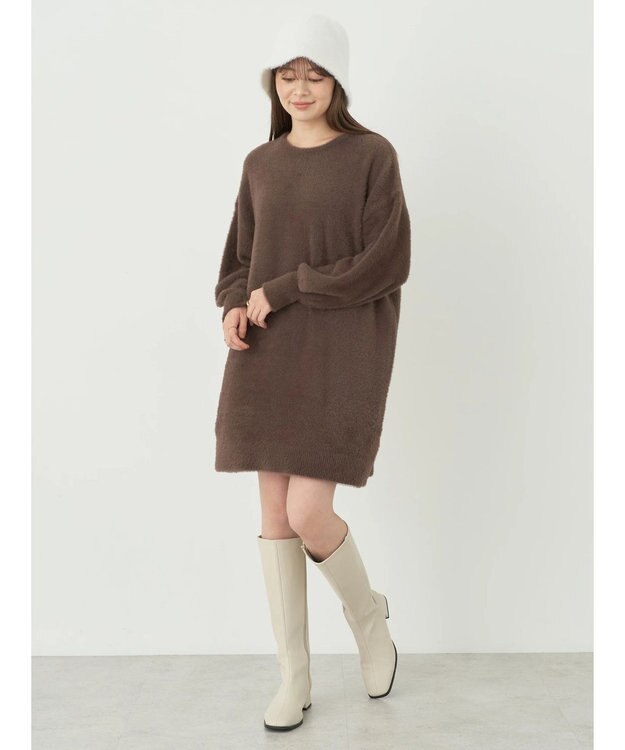earth music&ecology ミニシャギーチュニック Brown