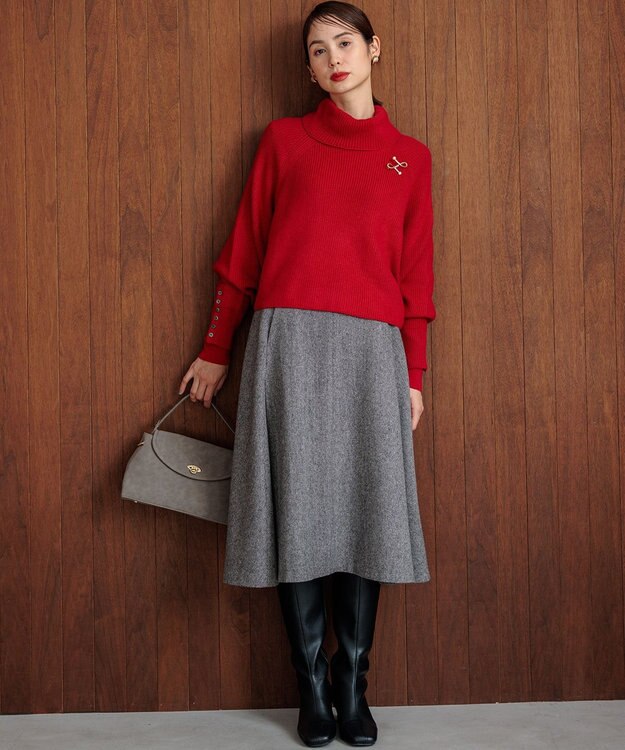 組曲 【WEB限定・2SET】オフショル風NEWツイン ニット チェリーレッド系