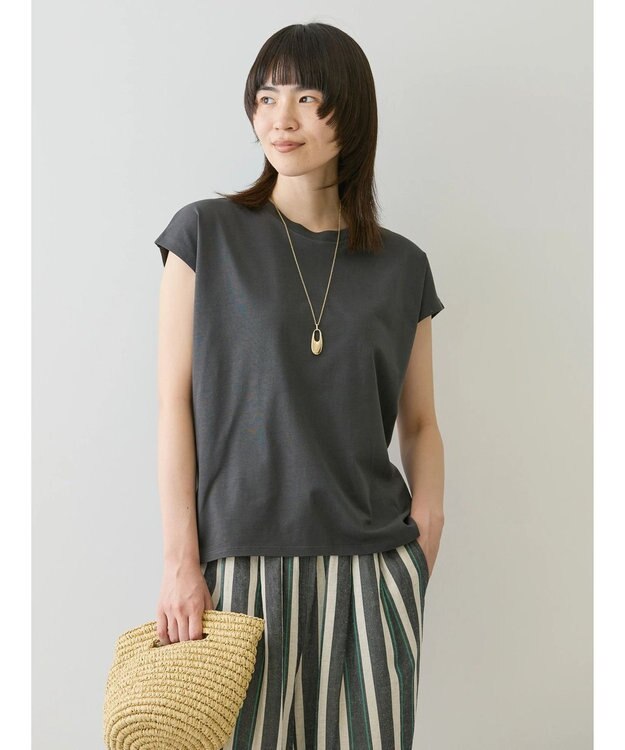 AMERICAN HOLIC 接触冷感フレンチスリーブカットプルオーバー Charcoal Gray