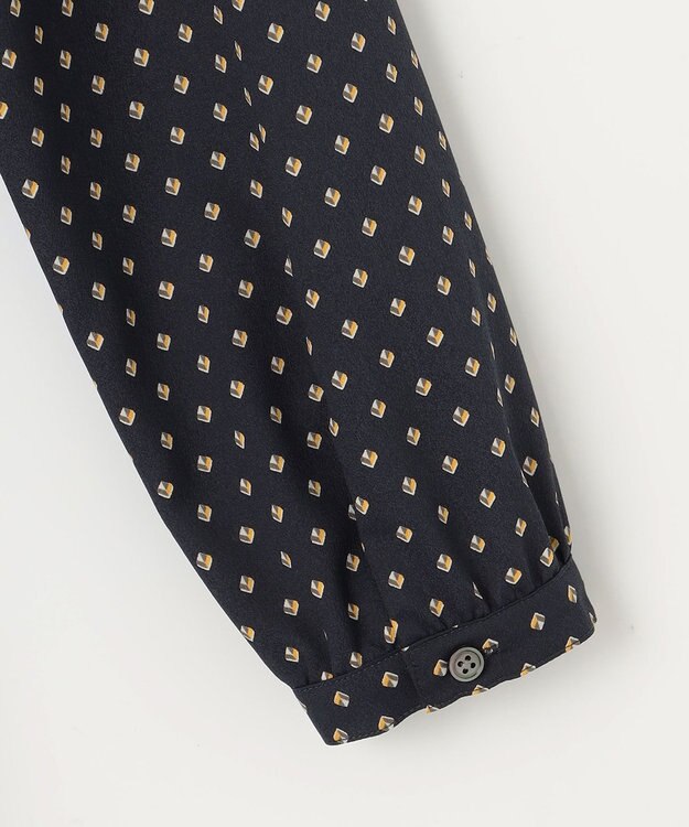 J.PRESS LADIES L 【洗える】ジオメトリックプリント ワンピース ネイビープリント系