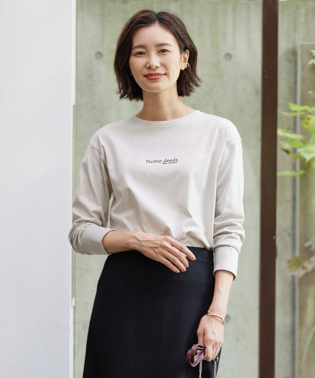 J.PRESS LADIES ロゴ Tシャツ ライトグレー系