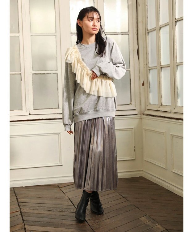 Green Parks ・ＳＵＧＡＲ　ＳＰＯＯＮ　３ｗａｙチュールフリルスウェット Gray Mixture