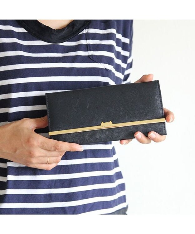 tsumori chisato CARRY プットオンネコ　長財布　かぶせ ネイビー