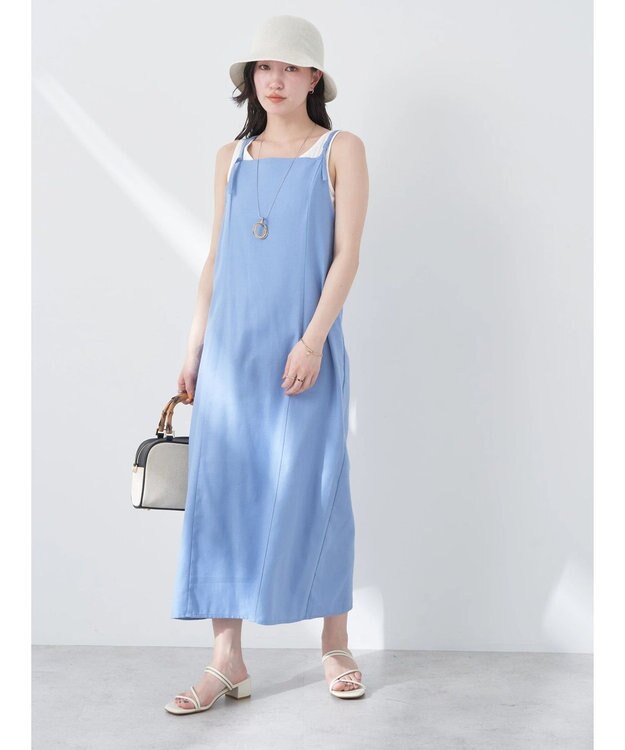 earth music&ecology リサイクルポリエステルブレンドキャミワンピース Sax