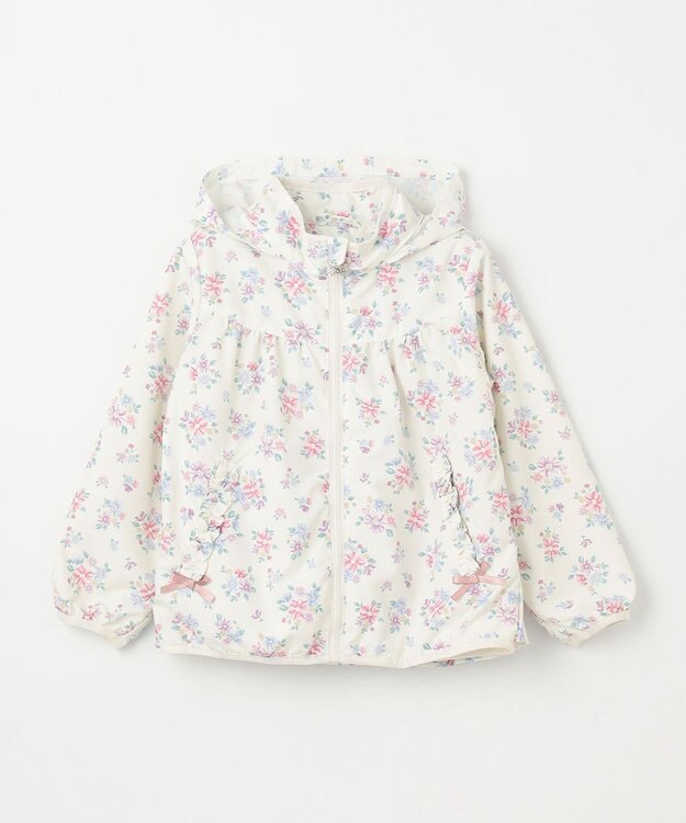 ANY KIDS 裾ペプラム 花柄 ブルゾン エクリュ系