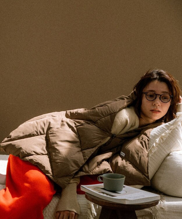 KWD 【日本製/UNISEX】DOWN SHAWL グリーンダウン ダウンショール ブラウン