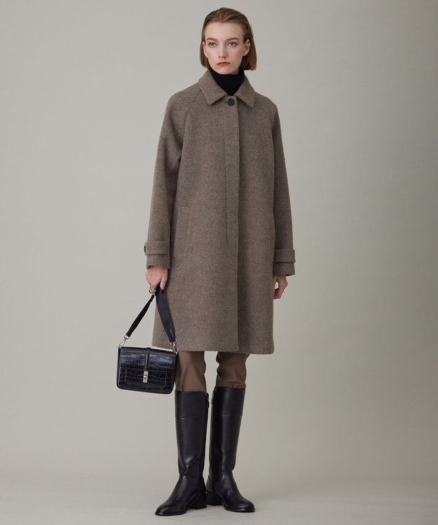 ICB ライトシャギーボンディング ステンカラーコート キャメル系