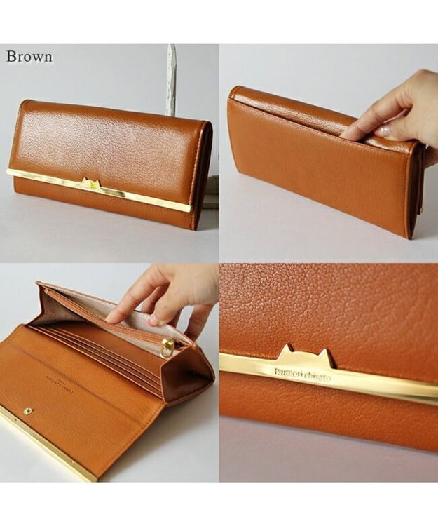 tsumori chisato CARRY プットオンネコ　長財布　かぶせ ブラウン